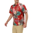 thumbnail image 4 of INSPIRE CHIC Chemises pour Hommes Manches Courtes Imprimé Floral Boutonné Col Pointu Chemise Hawaïenne 34 Rouge Vert, 4 of 6