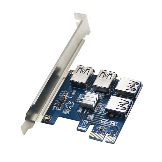 Tarjeta elevadora PCI-E a USB Adaptador 1 a 4 Tarjeta de extensión PCI-E de 4 puertos a USB 3.0 Accesorio de minería Guardurnaity EL001381-00B