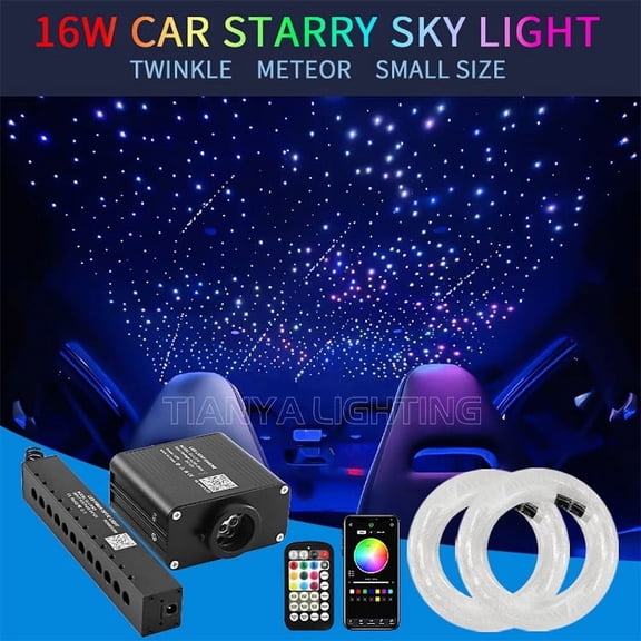 BESTUND 16W Small Twinkle Shooting Star Fiber Optic Lights with Music Activation – LED Interior Lights for Car, Bedroom, Home Decor