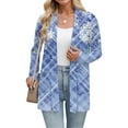 thumbnail image 4 of yuCgh Women's Christmas Printed Lightweight Cardigan Long Sleeved Casual Loose Thin Fit with Pockets Comfortable and Stylish Jacket for Daily Use,Blue L, 4 of 4