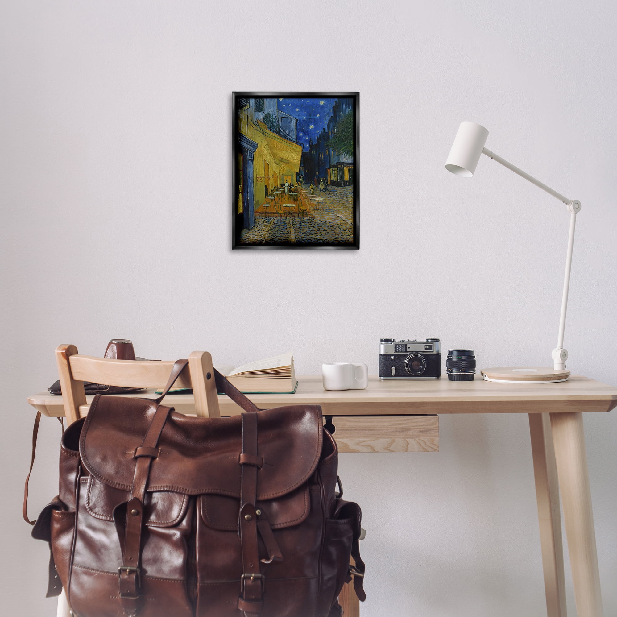 Stupell Industries Van Gogh Café Terrace at Night Scenic & Cityscapes Painting Black Floater Framed Canvas Art Print Wall Art, 17 x 21