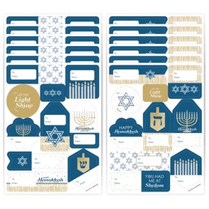 Happy Hanukkah Gift Tag Stickers, 120 Count