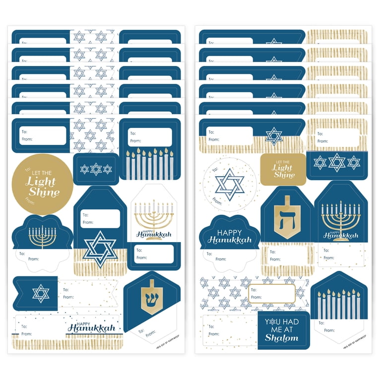 Happy Hanukkah Gift Tag Stickers, 120 Count photo 1