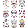 thumbnail image 1 of 9 Sheets Halloween Face Tattoo Fashion Scary Tattoo Sticker Temporary Tattoo, 1 of 10