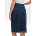thumbnail image 4 of DARING DIVA Women's Denim Raw Hem Button Down Pencil Skirts Large Deep Blue, 4 of 7