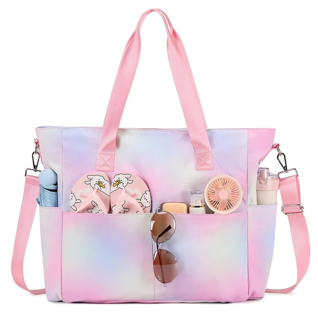 Bolsa de Playa PIG PIG GIRL Impermeable y a Prueba de Arena para Mujer Rosa