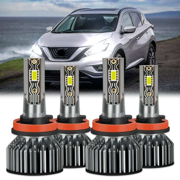 For Nissan Murano 2015 2016 2017 2018 LED Headlight Bulbs H9 H11 High and Low Beam 4pc,v2t