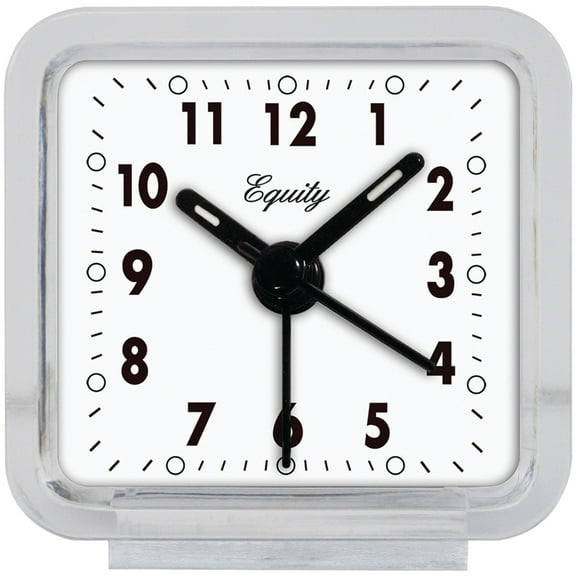 Equity 21038 2.50 x 2.50 inch Clear Travel-Size Quartz Analog Alarm Clock