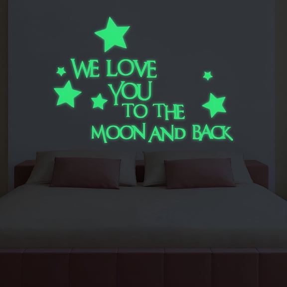 LAMIRO We Love You To The Moon And Back 3D Star Glow In The Dark Luminous Wall Stickers
