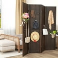 thumbnail image 5 of Costway 4-Panel Pegboard Display 5 FT Folding Privacy Screen with Solid Wood Frame Brown, 5 of 9