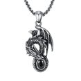 thumbnail image 1 of 2ndLink Cool Mens Black Gemstone Flying Dragon CZ Crystal Titanium Pendant Necklace,22.5" Rolo Curb Chain, 1 of 2