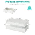 thumbnail image 6 of Manxile LED Coffee Table with 2 Storage Drawers, Modern White Coffee Table w/20 Colors LED Lights/APP Control, 6 of 7
