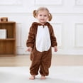 thumbnail image 4 of Kids Bear Costume Jumpsuit, Flannel Hooded One Piece with Round Ears and Belly for Dress Up and Family Photos | TruHer,Brown 19-24 Months, 4 of 8