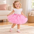 thumbnail image 5 of Ticikt Girls Layered Tulle Tutu Skirt, Elastic Waist with Satin Bow Decor, Fluffy A Line Party Skirt for Dress Up, 5 of 5