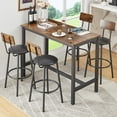 thumbnail image 2 of uhomepro 5 Pieces Dining Table Set, Bar Table and Chairs Set, Counter Height Table with 4 Bar Stools, Modern Pub Table Dining Room Table Set for Kitchen, Breakfast Nook, Rustic Brown, 2 of 13