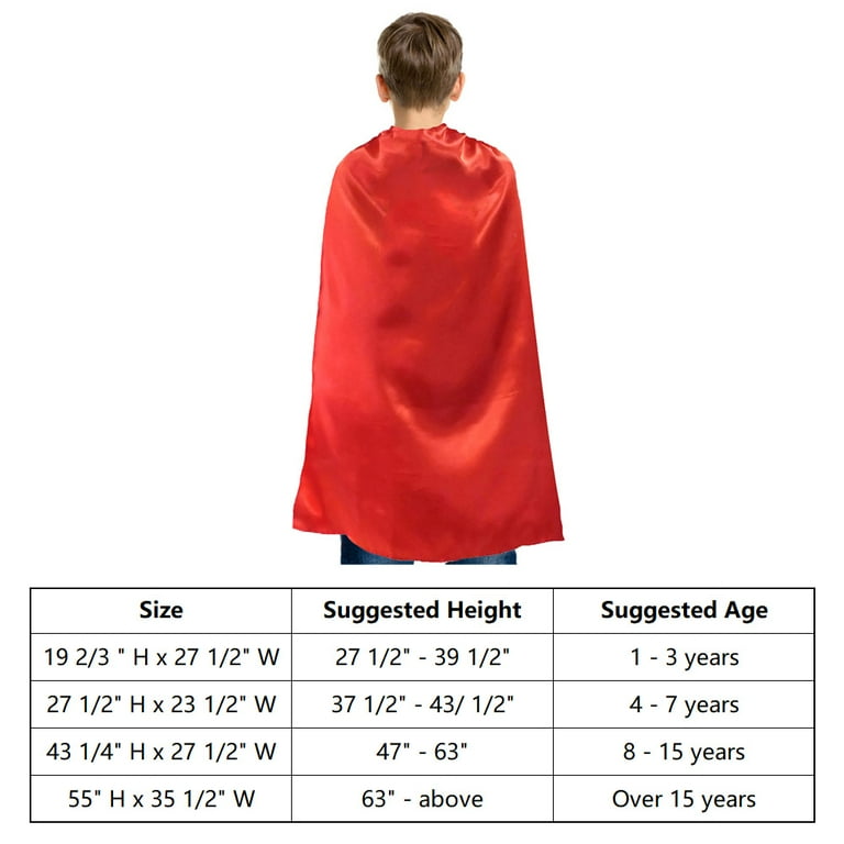 Child Superhero Cape, Simple Hero Red Costume Cape