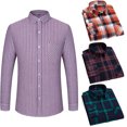 thumbnail image 5 of FLMEI Men's Plaid Shirts Long Sleeve Blouses Cotton Button Tops Spring Fall Lapel Dress Shirts for Business Work Casual Size: 38-46, 5 of 6