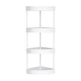 thumbnail image 2 of LiUMX Adjustable Corner Bathroom Shelf - 32.28x14.17in Plastic & Stainless Steel Storage Rack with Drainage Holes, Removable Rollers, Guardrails - White or Black Floor Standing Organizer, 2 of 5
