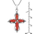 thumbnail image 6 of Elegant Swirling Sterling Silver Cross w/ Red Synthetic Coral Inlay Necklace, 6 of 6