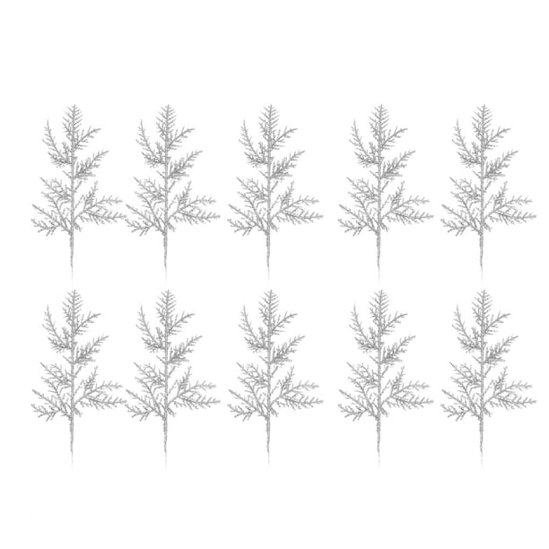 Naiovety 30 pack/lote decoraciones navideñas blancas versátiles ramitas de purpurina para ramas de pino artificiales divertidas DIY plata 30 Uds.