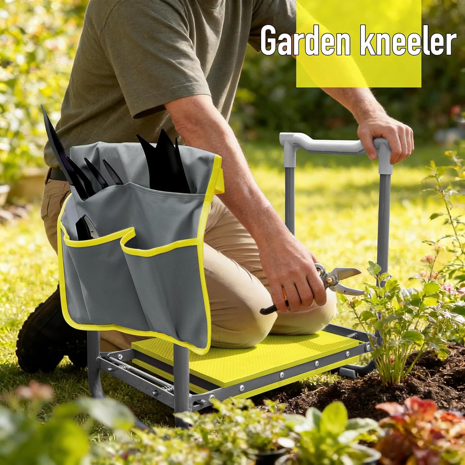 Folding Garden Stool and Kneeler, Heavy Duty Garden Kneeler and Seat, Kneeling Device for Gardening, Gardeners and Seniors (Purple)