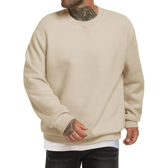 KISSMODA Men's Crewneck Sweatshirt Casual Long Sleeve Sweat Shirts Comfy Basic Winter Pullover Shirt