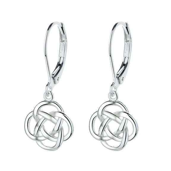 Amy and Annette Sterling Silver Celtic Leverback Earrings, 22mm