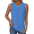 thumbnail image 2 of ZunFeo Womens Tank Top with Eyelet Detail | Loose Fit Sleeveless Knit Blouse, Crew Neck Summer Casual Top in Blue (S-XXL),Size M, 2 of 9