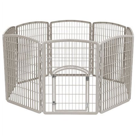 UPC: 0762016451190 | IRIS 34   Exercise 8-Panel Pet Playpen with Door  Chrome