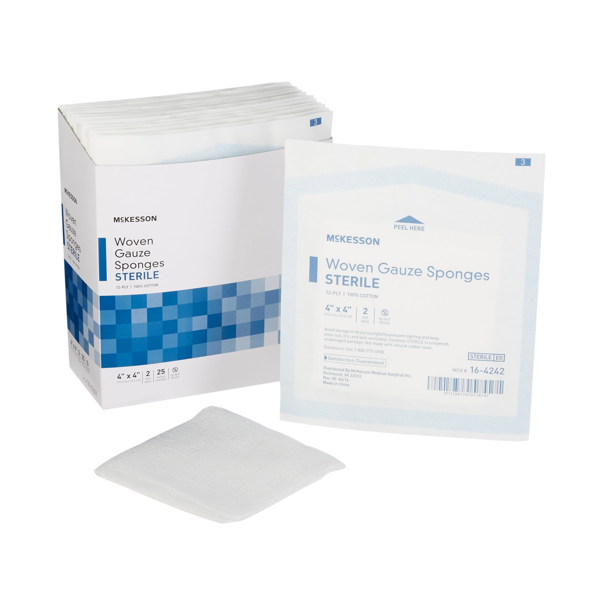 McKesson 12-Ply Gauze Sponge Sterile 4 x 4' 25 Pack(s), 2  per Pack