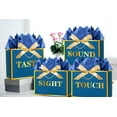thumbnail image 3 of 12.6" 5 Senses Gift Bags with Tissue Papers and Ribbons for Men, Him Birthday, Anniversary, Wedding, Valentine's Day (Blue Gold), 3 of 6