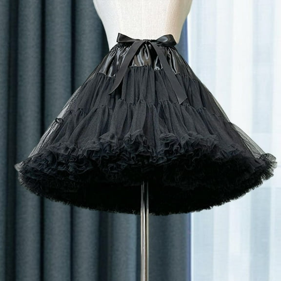 balikha Women Petticoat Skirt Comfortable Short Tutu Slips for Gown Fancy Dress Prom Black
