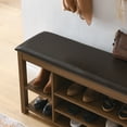thumbnail image 6 of Height-Adjustable Long Shoe-Changing Bench, Natural Rubberwood, Comfortable Seat, Concealed & Large Storage Compartments, Natural Wood Grain (Brown), 6 of 9