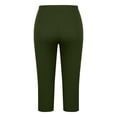 thumbnail image 5 of Women Capri Pants Plus Size Stretch Knee Length Leggings Ribbed Elastic Waist Casual Summer Pull On Capris Army Green 2XL, 5 of 7