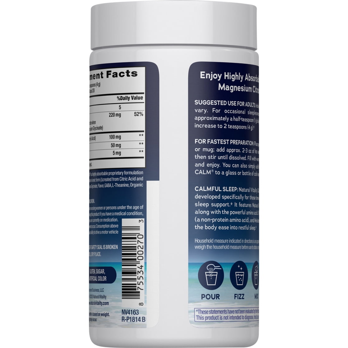 Nature's Vitality CALM Sleep Wildberry Magnesium Citrate Drink Mix 4 Oz