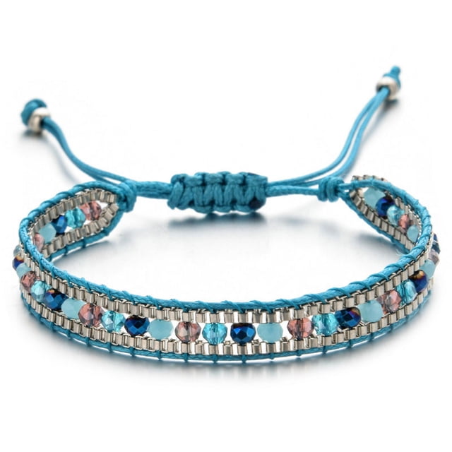 Nvzi Pulsera hecha a mano con capas de piedra natural, pulseras envolventes con cuentas apilables, regalos de moda, K