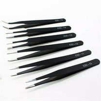 6-Piece Precision Anti-Static ESD Stainless Steel Tweezers Tool Kits for Electronics, Jewelry-Making