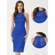 thumbnail image 2 of Elegante vestido de encaje para mujer, cuello halter, sin mangas, ajustado, vestido de cóctel Azul Real S, 2 of 6