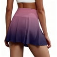 thumbnail image 6 of Domzest Women's Pleated Athletic Skirts High Waisted Gradient Tennis Skirt with Built-in Shorts for Golf Running Workout Light pink 2XL, 6 of 6