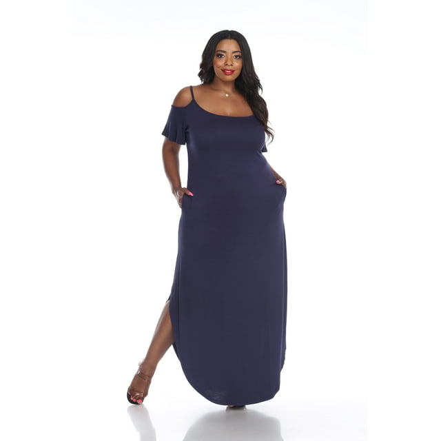 White Mark Women's Cold Shoulder Maxi Dress