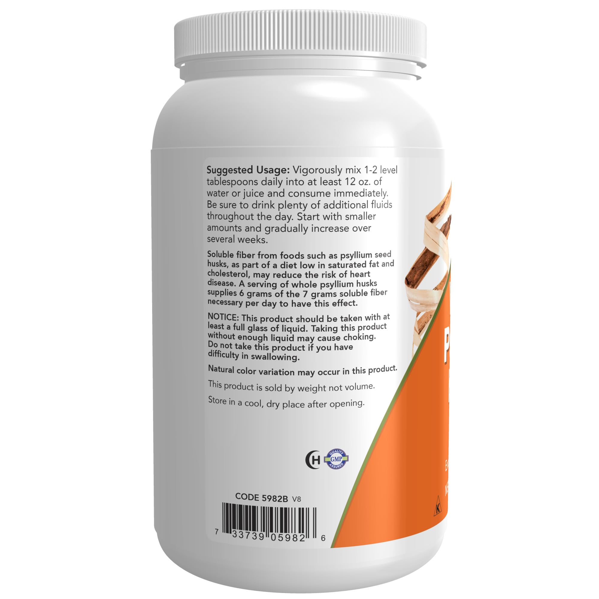 Now Supplements, Whole Psyllium Husks, Non-Gmo Project Verified, Soluble Fiber, 24-Ounce - image 3 of 3