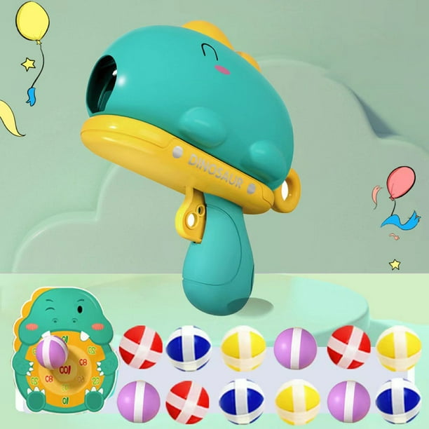 Juguete de juego de tiro de dinosaurio, el mejor regalo para niños y niñas para niños (12 bolas, 1 verde) Sywqhk libre de BPA