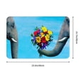 thumbnail image 3 of Bingfone Elephant Trunk Couple Flowers Door Mat 16"X24" Front Entrance Non-Slip Low Profile Washable For Entryway, 3 of 9