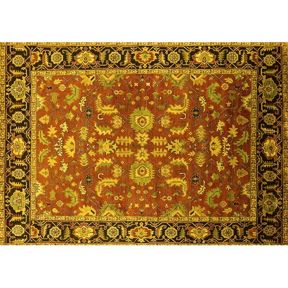 Ahgly Company Indoor Rectangle Oriental Yellow Traditional Area Rugs, 5' x 8'