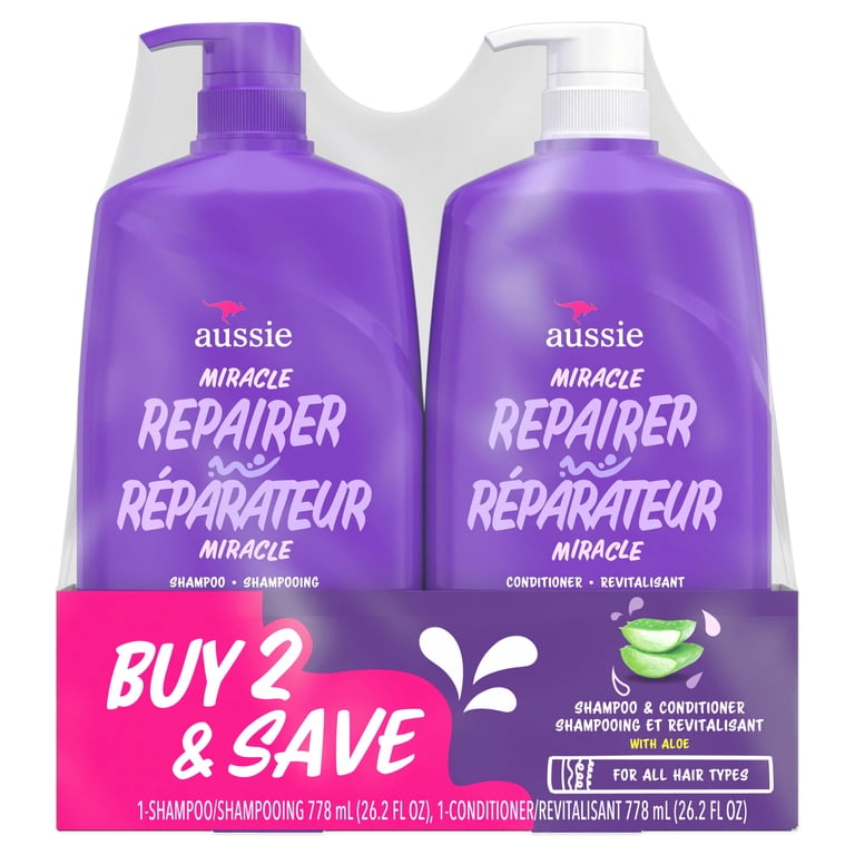 Aussie Miracle Repairer Shampoo and Conditioner Set, 26.2 fl oz