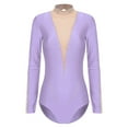 thumbnail image 3 of YONGHS Womens Glittery Gymnastics Dance Leotard Sheer Mesh Ballet Bodysuits Top Latin Dancewear Light Purple XL, 3 of 7