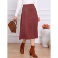 thumbnail image 4 of DARING DIVA Women's Casual A Line Faux Suede Midi Skirts X-Small Reddish Brown, 4 of 5