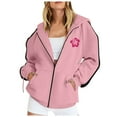 thumbnail image 4 of Hoodie Women Cute Fall Oversized Hooded Long Sleeve Puff Drop Shoulder Hoody Graphic Cotton Hoodies Sweatshirts(Pink,XXL), 4 of 5