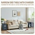thumbnail image 3 of 2 Pcs Narrow End Table with Charging Station, Wood Side Table for Living Room Bedroom, Farmhouse Blue, 3 of 9