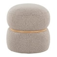 thumbnail image 2 of Cinch Contemporary Pouf Ottoman in Beige Fabric and Natural Wood by, 2 of 5